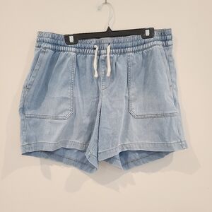 Lane Bryant Light Blue Drawstring Denim Shorts